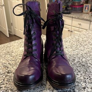 Purple Lace-Up Women's Combat Boots